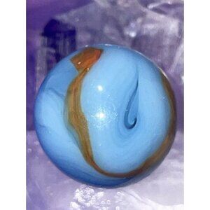 Antique CHRISTENSEN Transitional Striped Opaque White Ground Ponytail Marble